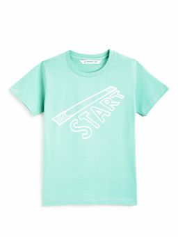 Campana - Boys Blue Cotton Typography T-Shirt