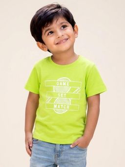 Campana - Boys Green Cotton Printed T-Shirt