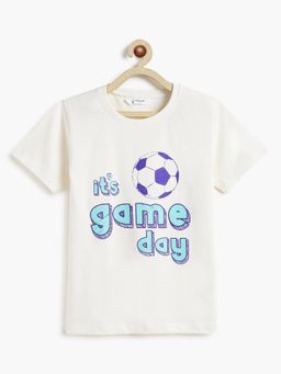 Campana - Boys White Cotton Printed T-Shirt