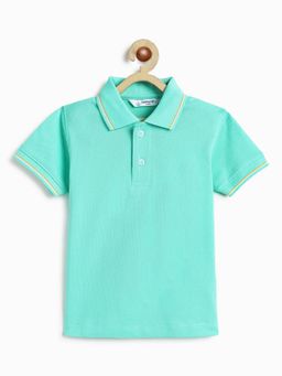 Campana - Boys Aqua Cotton Solid Polo T-shirt