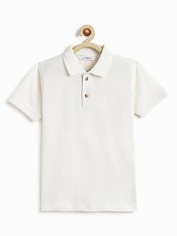 Campana - Boys White Cotton Solid Polo T-shirt