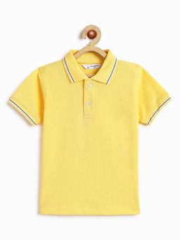 Campana - Boys Yellow Cotton Solid Polo T-shirt