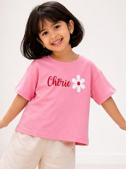 Campana - Girls Pink Cotton Printed T-Shirt
