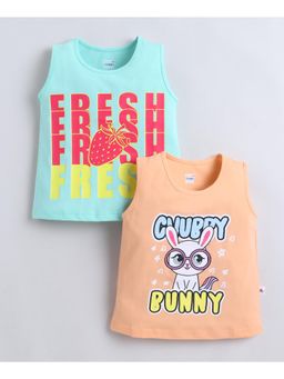 Bumzee - Girls Peach Cotton Printed T-Shirts (Pack of 2)