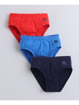 Bumzee - Boys Blue Cotton Solid Briefs (Pack of 3)