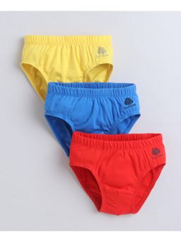 Bumzee - Boys Red Cotton Solid Briefs (Pack of 3)