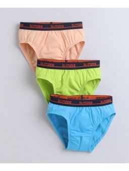 Bumzee - Boys Blue Cotton Solid Briefs (Pack of 3)