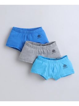 Bumzee - Boys Blue Cotton Solid Trunks (Pack of 3)