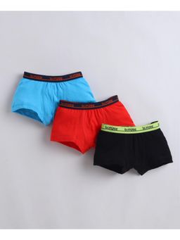 Bumzee - Boys Red Cotton Solid Trunks (Pack of 3)