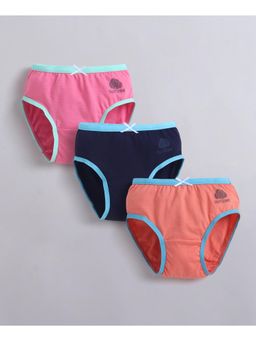 Bumzee - Girls Pink Cotton Solid Panties (Pack of 3)