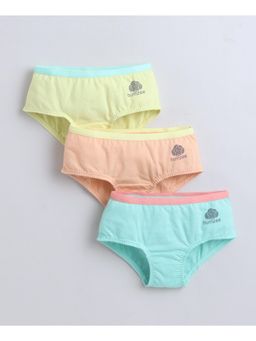 Bumzee - Girls Green Cotton Solid Hipster (Pack of 3)