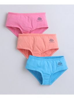 Bumzee - Girls Blue Cotton Solid Hipster (Pack of 3)
