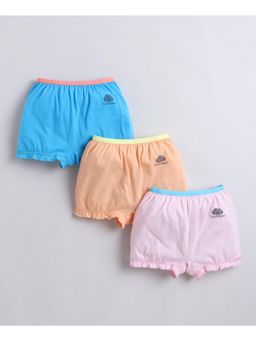 Bumzee - Girls Blue Cotton Solid Bloomers (Pack of 3)