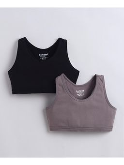 Bumzee - Girls Black Cotton Solid Bra (Pack of 2)