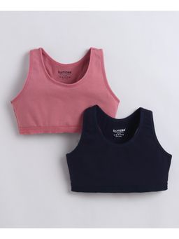 Bumzee - Girls Navy Blue Cotton Solid Bra (Pack of 2)