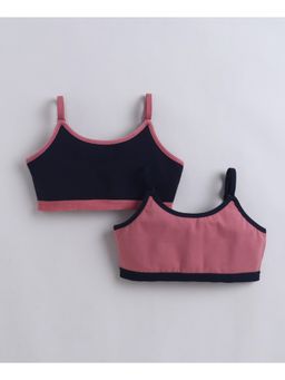 Bumzee - Girls Navy Blue Cotton Solid Bra (Pack of 2)
