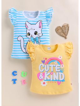 Bumzee - Girls Multi-Colour Cotton Printed T-Shirts (Pack of 2)