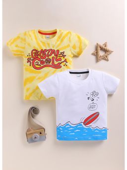 Bumzee - Boys Yellow Cotton Printed T-Shirts (Pack of 2)