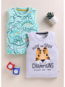 Bumzee - Boys Grey Cotton Printed T-Shirts (Pack of 2)