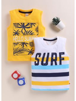 Bumzee - Boys Yellow Cotton Printed T-Shirts (Pack of 2)