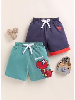 Bumzee - Boys Green Cotton Solid Shorts (Pack of 2)