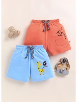 Bumzee - Boys Orange Cotton Solid Shorts (Pack of 2)