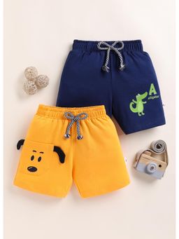 Bumzee - Boys Yellow Cotton Solid Shorts (Pack of 2)