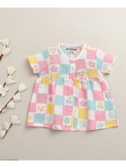 Bumzee - Girls Multi-Colour Muslin Floral Dress