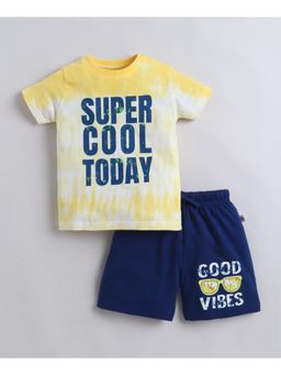 Bumzee - Boys Yellow Cotton Printed T-Shirt with Short