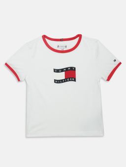 Tommy Hilfiger - Girls White Cotton Typography T-shirt