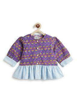 TIBER TABER - Girls Purple Cotton Printed Top