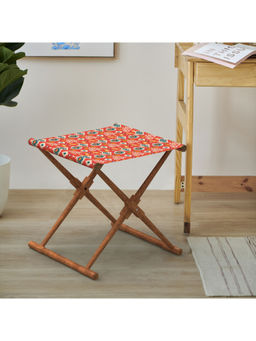 Chumbak - Bistro Foldable Stool Red Ikkat