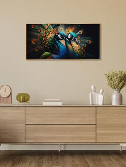 The Next Decor - Peacock Duo Glass Finish Horizontal Wall Art