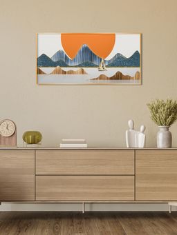 The Next Decor - Boat And Sunset Scenery Glass Finish Horizontal Wall Art
