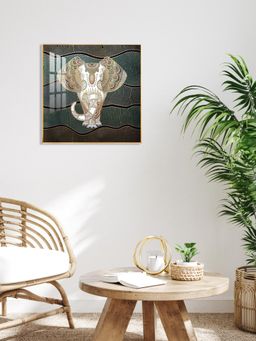 The Next Decor - Regal Elephant Portrait Glass Finish Square Wall Art