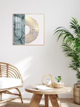 The Next Decor - Golden Glided Glass Finish Square Wall Art