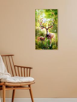 The Next Decor - Majestic Deer Glass Finish Vertical Wall Art