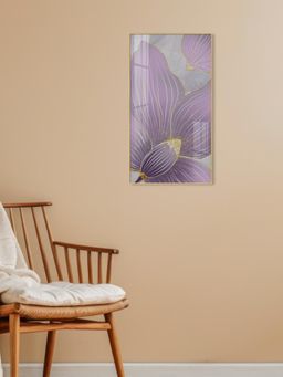 The Next Decor - Purple Orchid Glass Finish Vertical Wall Art