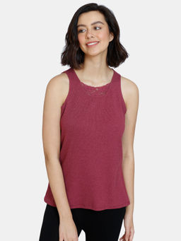 Zivame - Cozy Heathers Knit Camisoles - Beet - Red