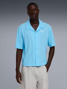 Puma - Men Blue Textured Cotton Shirt