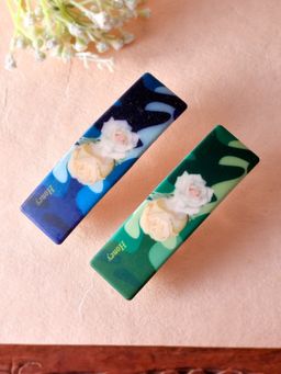 Silvermerc Designs - Set Of 2 Multi Coloured Floral Geometrical French Barrette