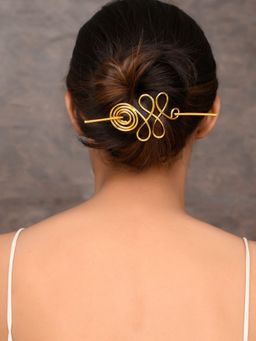 Silvermerc Designs - Women Gold Toned Embellished Hair Accessory