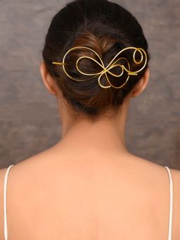 Silvermerc Designs - Women Gold Toned Embellished Hair Accessory