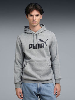 Puma - Grey Solid Regular Fit Hoodie