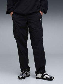 Puma - Black Solid Relaxed Fit Trackpant
