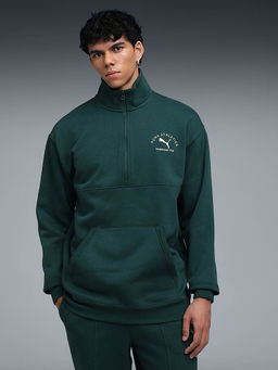 Puma - Green Solid Relaxed Fit Sweatshirt
