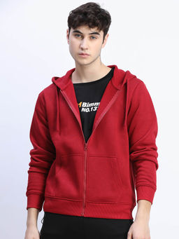 HIGHLANDER - Red Solid Regular Fit Hoodie