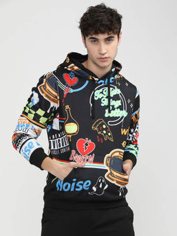 HIGHLANDER - Black Printed Regular Fit Hoodie