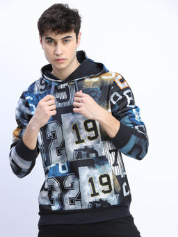 HIGHLANDER - Black Printed Regular Fit Hoodie