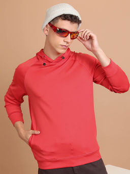 HIGHLANDER - Red Solid Regular Fit Hoodie